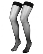 Minimalist Black Thigh High Stockings - Ultra Sheer Stay Up Hosiery